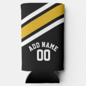 Black Yellow Sports Jersey Custom Name Number Seltzer Blikjeskoeler (Achterkant)
