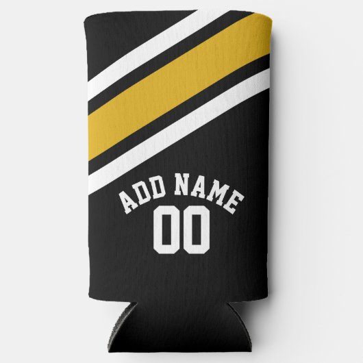 Black Yellow Sports Jersey Custom Name Number Seltzer Blikjeskoeler (Voorkant)