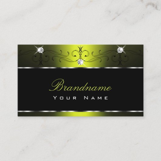 Black Yellow Squiggles Sparking Diamonds Visitekaartje (Voorkant)