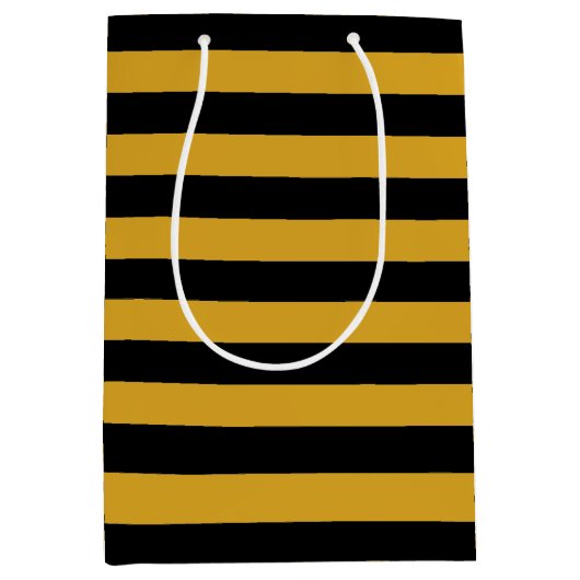 Black Yellow Stripes Pattern {kies uw kleur} Medium Cadeauzakje (Voorkant)