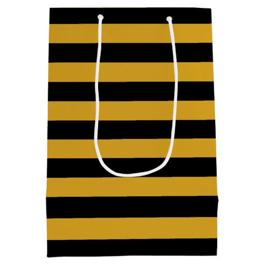 Black Yellow Stripes Pattern {kies uw kleur} Medium Cadeauzakje (Achterkant)