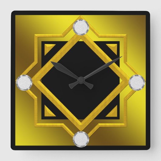 Black Yellow Toned wandklok (Voorkant)