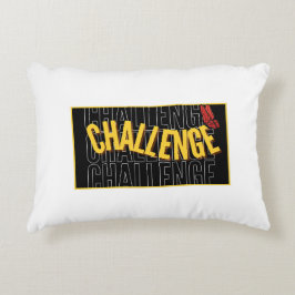 Black Yellow Typography Challenge Accent Pillow Accent Kussen