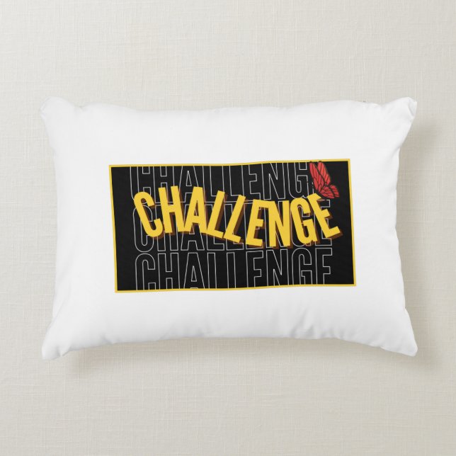 Black Yellow Typography Challenge Accent Pillow Accent Kussen (Voorkant)