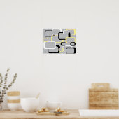 Black Yellow White Grey Retro Squares mid Century Poster (Keuken)
