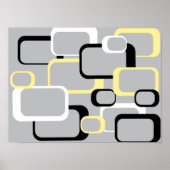 Black Yellow White Grey Retro Squares mid Century Poster (Voorkant)