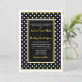 Black Yellow White Polka Dot Weddenschap Kaart (Staand voorkant)