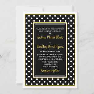 Black Yellow White Polka Dot Weddenschap Kaart