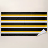 Black Yellow White Striped Strandlaken (Voorkant)