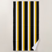 Black Yellow White Striped Strandlaken (Voorkant)