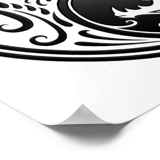 Black Yin Yang Dragons Poster (Hoek)