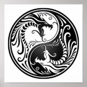 Black Yin Yang Dragons Poster (Voorkant)