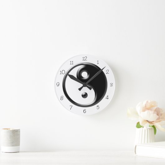Black Yin Yang  Ronde Klok (Huis)
