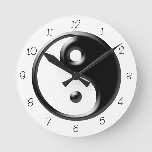 Black Yin Yang Ronde Klok (Voorkant)