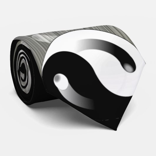 Black Ying Yang Stropdas (Opgerold)