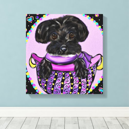 Black Yorkie Poo Canvas Afdruk (Insitu (Houten vloer))