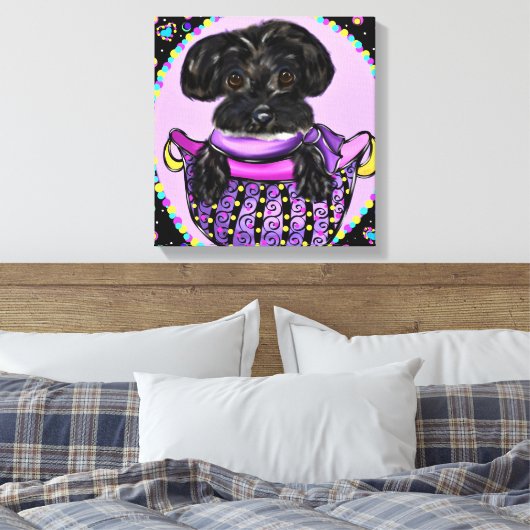 Black Yorkie Poo Canvas Afdruk (Insitu (Slaapkamer))