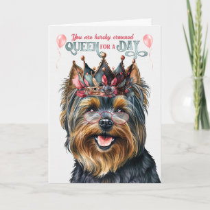 Black Yorkie Terrier Queen voor Dag Funny Birthday Kaart