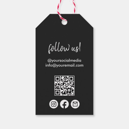 Black Your Square Logo Social Media Prijs Labels Cadeaulabel (Achterkant)