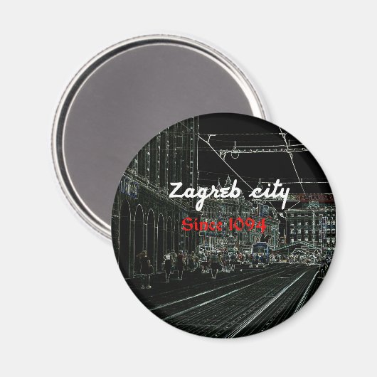 Black Zagreb City home magnet (Voorkant / Achterkant)