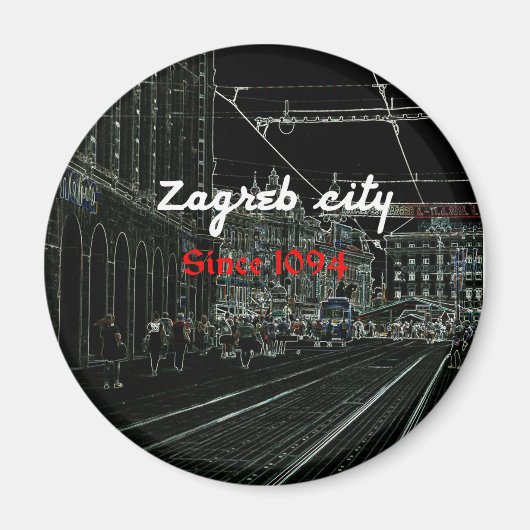 Black Zagreb City home magnet (Voorkant)