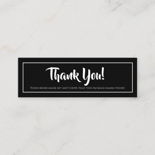 Black | Zakelijk Dank u Mini Kaart Mini Visitekaartje (Voorkant)