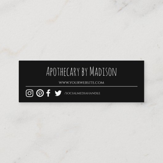 Black | Zakelijk Dank u Mini Kaart Mini Visitekaartje (Achterkant)