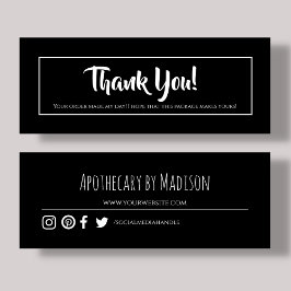 Black | Zakelijk Dank u Mini Kaart Mini Visitekaartje