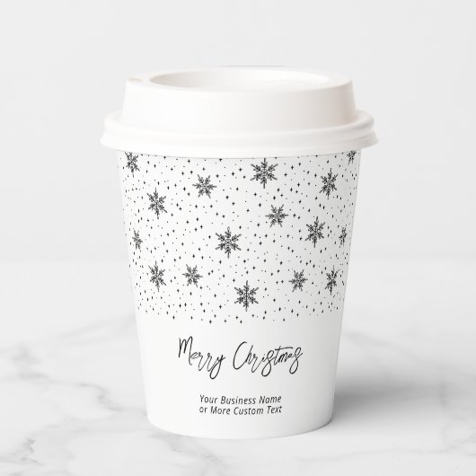 Black | Zakelijke Logo Winter Kerstvakantie Papieren Bekers (Achterkant)
