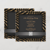 Black Zebra Any Number Party Invitation Sjabloon Kaart (Voorkant / Achterkant)