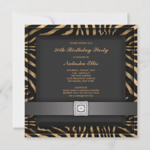 Black Zebra Any Number Party Invitation Sjabloon Kaart