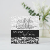 Black Zebra Pattern Monogram Wedding Invitting Kaart (Staand voorkant)