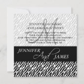Black Zebra Pattern Monogram Wedding Invitting Kaart (Voorkant)