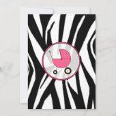 Black Zebra Print en Roze Baby shower Invitation Kaart (Voorkant)