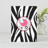 Black Zebra Print en Roze Baby shower Invitation Kaart (Staand voorkant)