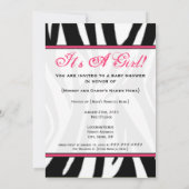 Black Zebra Print en Roze Baby shower Invitation Kaart (Achterkant)