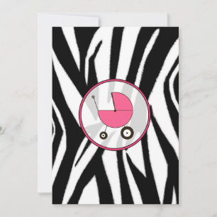 Black Zebra Print en Roze Baby shower Invitation Kaart