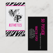 Black Zebra Print Hot Pink Interior Visitekaartje (Voorkant / Achterkant)