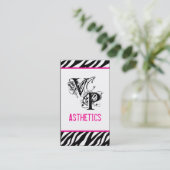 Black Zebra Print Hot Pink Interior Visitekaartje (Staand voorkant)