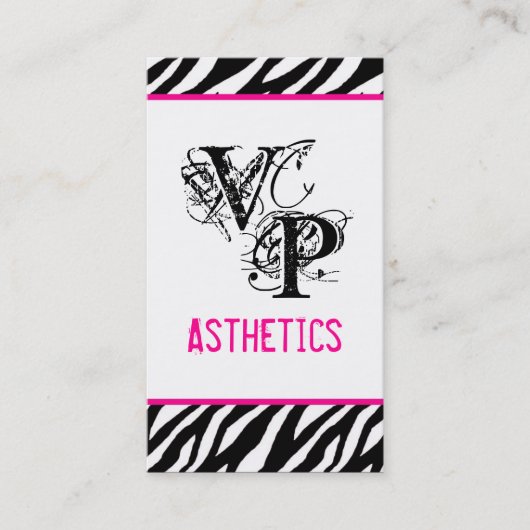Black Zebra Print Hot Pink Interior Visitekaartje (Voorkant)