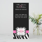 Black Zebra Print Monogram Weddenschap Programma Programmakaart (Staand voorkant)