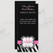Black Zebra Print Monogram Weddenschap Programma Programmakaart (Voorkant / Achterkant)