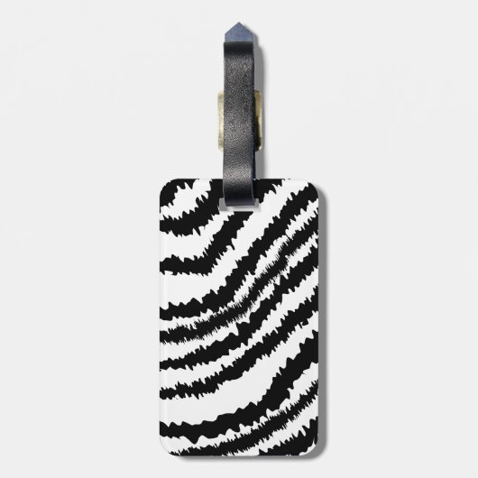 Black Zebra Print Pattern. Bagagelabel (Achterkant verticaal)