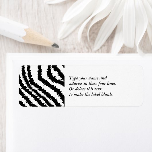 Black Zebra Print Pattern. Etiket (Insitu)