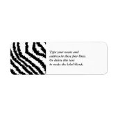 Black Zebra Print Pattern. Etiket (Voorkant)