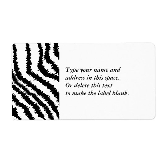 Black Zebra Print Pattern. Etiket (Voorkant)