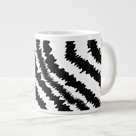 Black Zebra Print Pattern. Grote Koffiekop (Voorkant rechts)