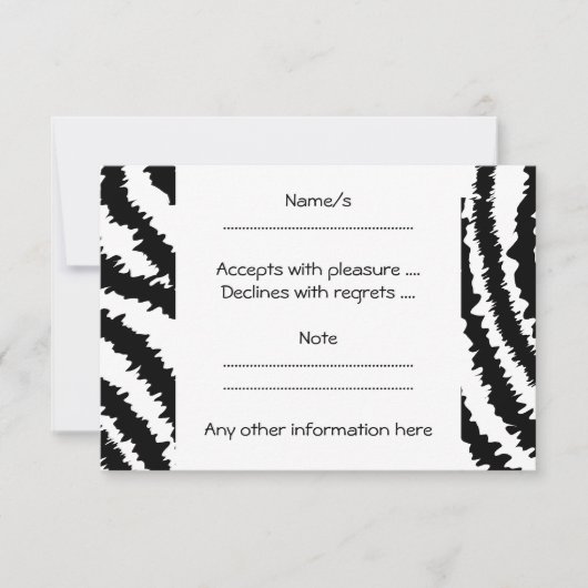 Black Zebra Print Pattern. RSVP Kaartje (Voorkant)