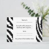 Black Zebra Print Pattern. RSVP Kaartje (Staand voorkant)