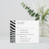Black Zebra Print Response/Menu Card RSVP Kaartje (Staand voorkant)